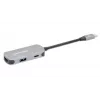 Manhattan USB-C dokk/jaotur, pordid (x3): HDMI, USB-A ja USB-C, toiteedastusega (PD) 100 W – vajab välist USB-C laadijat (ei kuulu komplekti). USB-toitega (välist toiteallikat pole vaja), kui PD ei kasutata, Alumiinium