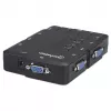 Manhattan KVM Switch Compact 4-Port, 4x USB-A, kaablid kaasas, helitugi, juhtige 4 arvutit ühe arvuti/hiire/ekraaniga, must, eluaegne garantii, karbis