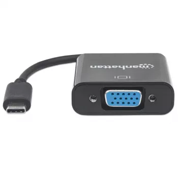 Manhattan USB-C VGA-pistikupesaga muundurkaabel, 1080p@60Hz, must, 8cm, isane-emane, eluaegne garantii, samaväärne mudel CDP2HD