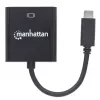 Manhattan USB-C VGA-pistikupesaga muundurkaabel, 1080p@60Hz, must, 8cm, isane-emane, eluaegne garantii, samaväärne mudel CDP2HD