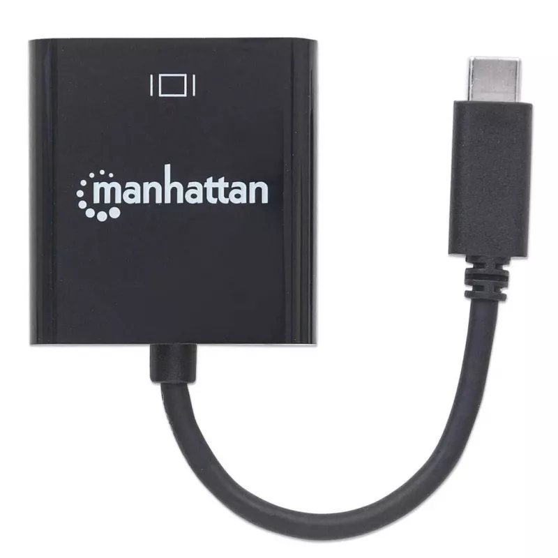 Manhattan USB-C VGA-pistikupesaga muundurkaabel, 1080p@60Hz, must, 8cm, isane-emane, eluaegne garantii, samaväärne mudel CDP2HD
