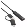 Manhattan USB-C ja USB-A 3,5 mm stereoheliadapteri kaabel, 2-ühes, isane emasele, kaabel 1 m, toetab peakomplekti mikrofoni ja helifunktsiooni, CTIA standard, helitugevuse ja vaigistuse juhtimine, must
