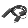 Manhattan USB-C ja USB-A 3,5 mm stereoheliadapteri kaabel, 2-ühes, isane emasele, kaabel 1 m, toetab peakomplekti mikrofoni ja helifunktsiooni, CTIA standard, helitugevuse ja vaigistuse juhtimine, must