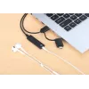 Manhattan USB-C ja USB-A 3,5 mm stereoheliadapteri kaabel, 2-ühes, isane emasele, kaabel 1 m, toetab peakomplekti mikrofoni ja helifunktsiooni, CTIA standard, helitugevuse ja vaigistuse juhtimine, must