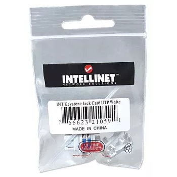 Intellinet Keystone Jack, Cat6, UTP, Punch-down, valge, lame, valge, RJ-45, emane, 22/26, Cat6