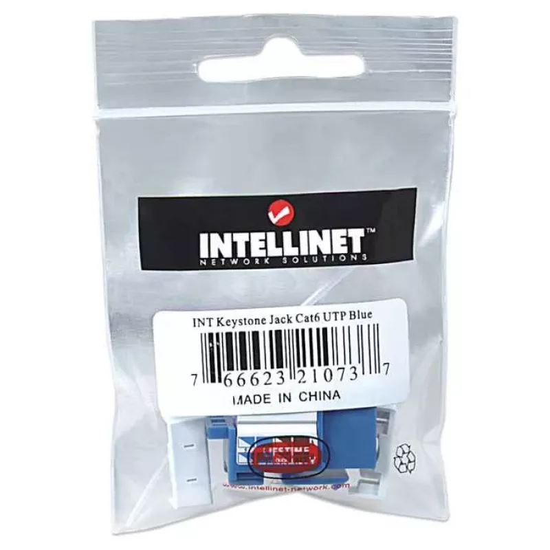 Intellinet Keystone Jack, Cat6, UTP, Punch-down, sinine, lame, sinine, RJ-45, emane, 22/26, Cat6