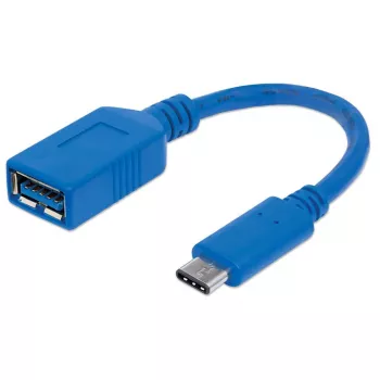Manhattan USB-C to USB-A kaabel, 15 cm, isane kuni emane, 5 Gbps (USB 3.2 Gen1, tuntud ka kui USB 3.0), 3A (kiirlaadimine), SuperSpeed USB, sinine, eluaegne garantii, ekvivalent USB31CAADP (v.a. värvus)