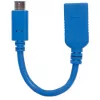 Manhattan USB-C to USB-A kaabel, 15 cm, isane kuni emane, 5 Gbps (USB 3.2 Gen1, tuntud ka kui USB 3.0), 3A (kiirlaadimine), SuperSpeed USB, sinine, eluaegne garantii, ekvivalent USB31CAADP (v.a. värvus)