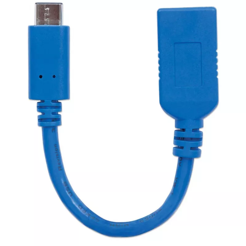 Manhattan USB-C to USB-A kaabel, 15 cm, isane kuni emane, 5 Gbps (USB 3.2 Gen1, tuntud ka kui USB 3.0), 3A (kiirlaadimine), SuperSpeed USB, sinine, eluaegne garantii, ekvivalent USB31CAADP (v.a. värvus)