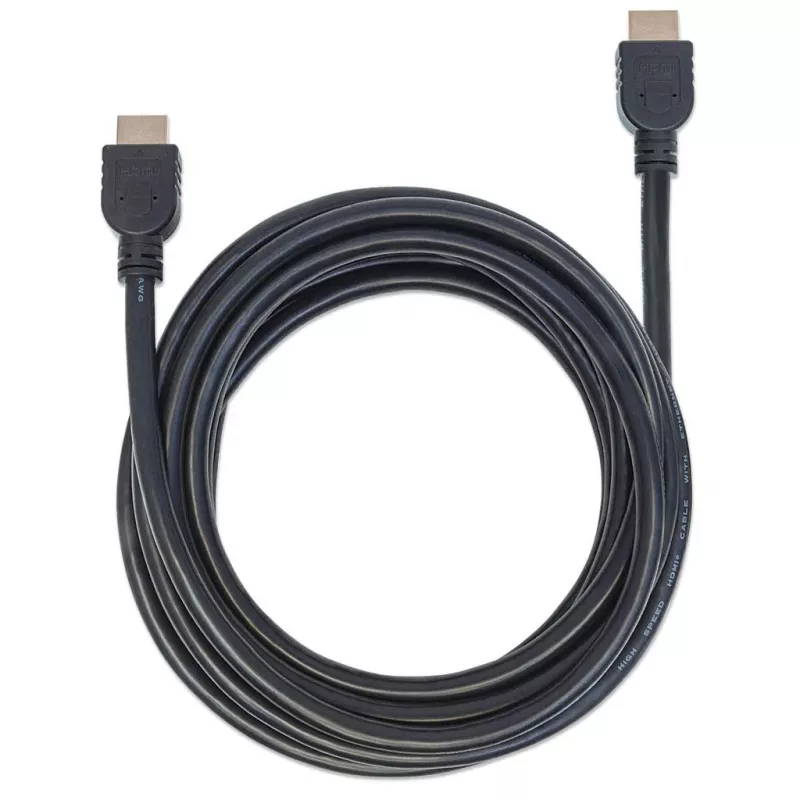 Manhattan HDMI 4K@60Hz kaabel Ethernetiga - CL3 reitinguga, 5m, sobib seina paigaldamiseks, kõikidele 4K ja 1080p/HD kasutustele - täiendamiseks või tuleviku tarbeks, pistik-pistik, must, Ultra HD 4k x 2k, eluaegne garantii, ülikiire