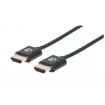 Manhattan HDMI-kaabel Ethernetiga (ülipaksus), 4K@60Hz (Premium High Speed), 1m, isane-isanele, must, Ultra HD 4k x 2k, täielikult varjestatud, kullatud kontaktid, eluaegne garantii