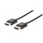 Manhattan HDMI-kaabel Ethernetiga (ülipaksus), 4K@60Hz (Premium High Speed), 1m, isane-isanele, must, Ultra HD 4k x 2k, täielikult varjestatud, kullatud kontaktid, eluaegne garantii