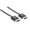 Manhattan HDMI-kaabel Ethernetiga (ülipaksus), 4K@60Hz (Premium High Speed), 1m, isane-isanele, must, Ultra HD 4k x 2k, täielikult varjestatud, kullatud kontaktid, eluaegne garantii