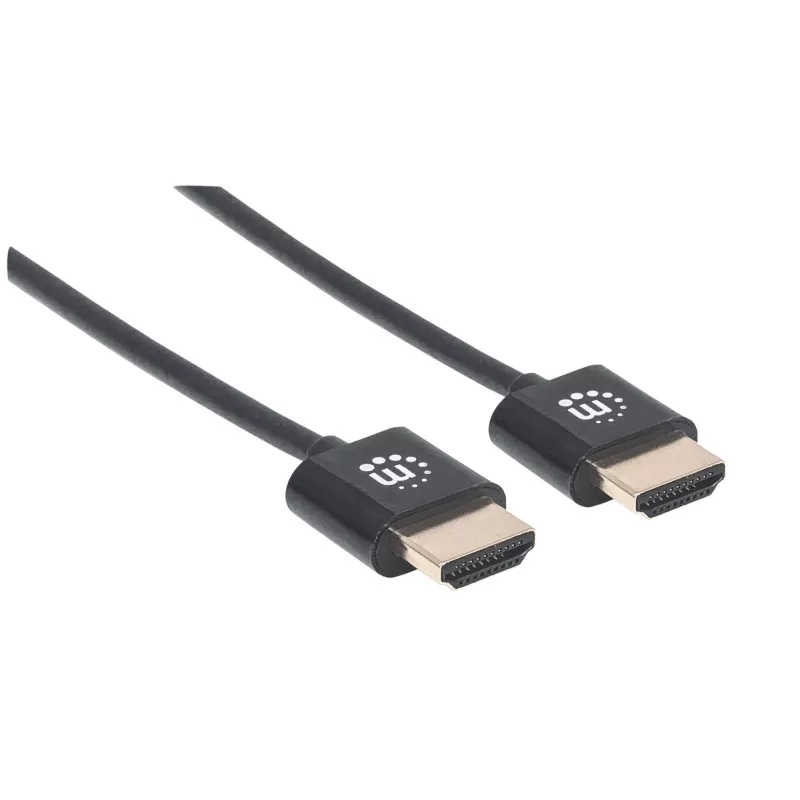 Manhattan HDMI-kaabel Ethernetiga (ülipaksus), 4K@60Hz (Premium High Speed), 1m, isane-isanele, must, Ultra HD 4k x 2k, täielikult varjestatud, kullatud kontaktid, eluaegne garantii