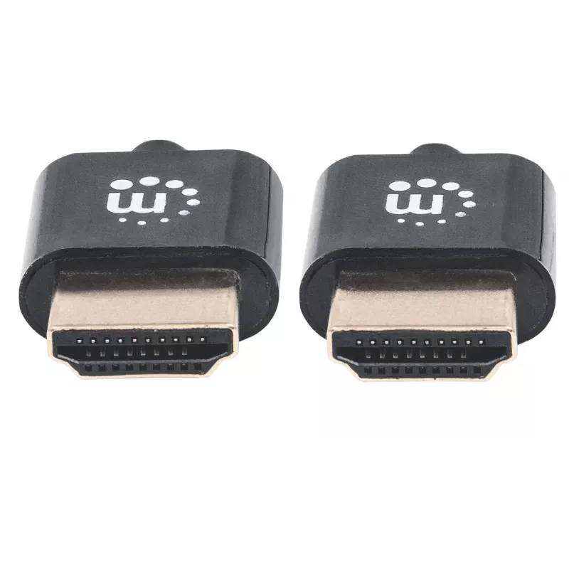 Manhattan HDMI-kaabel Ethernetiga (ülipaksus), 4K@60Hz (Premium High Speed), 1m, isane-isanele, must, Ultra HD 4k x 2k, täielikult varjestatud, kullatud kontaktid, eluaegne garantii