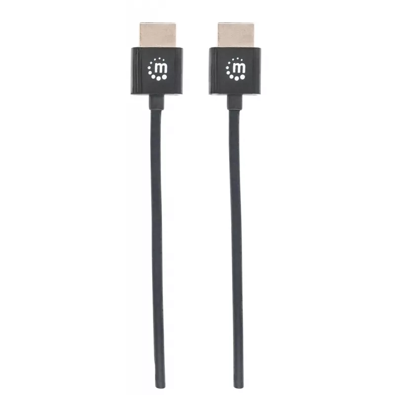 Manhattan HDMI-kaabel Ethernetiga (ülipaksus), 4K@60Hz (Premium High Speed), 1m, isane-isanele, must, Ultra HD 4k x 2k, täielikult varjestatud, kullatud kontaktid, eluaegne garantii