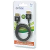 Manhattan HDMI-kaabel Ethernetiga (ülipaksus), 4K@60Hz (Premium High Speed), 1m, isane-isanele, must, Ultra HD 4k x 2k, täielikult varjestatud, kullatud kontaktid, eluaegne garantii