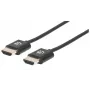 Manhattan HDMI-kaabel Ethernetiga (üliohuke), 4K@60Hz (Premium High Speed), 1,8 m, isane-isane, must, Ultra HD 4k x 2k, täielikult varjestatud, kullatud kontaktid, eluaegne garantii