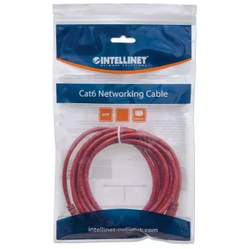 Intellinet võrguparanduskaabel, Cat6, 0,5 m, punane, CCA, U/UTP, PVC, RJ45, kullatud kontaktid, takerdumisvaba, kaitsemuhviga, eluaegne garantii
