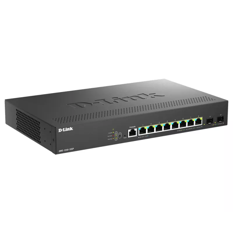 D-Link DMS-1250-10SP/E võrgukommutaator Hallatav 2.5G Ethernet (100/1000/2500) Power over Ethernet (PoE) Must
