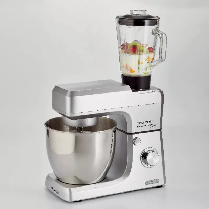 Ariete 1598 Gourmet Professional 7L Metal - planetaarsegisti koos blenderiga - roostevabast terasest kauss - 7 L - klaaskann - 1200 W - 6 kiirust