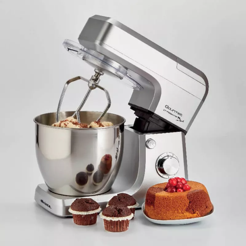 Ariete 1598 Gourmet Professional 7L Metal - planetaarsegisti koos blenderiga - roostevabast terasest kauss - 7 L - klaaskann - 1200 W - 6 kiirust