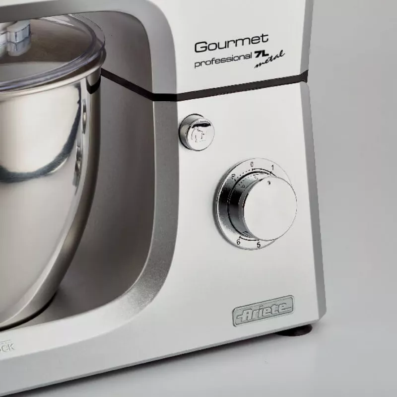 Ariete 1598 Gourmet Professional 7L Metal - planetaarsegisti koos blenderiga - roostevabast terasest kauss - 7 L - klaaskann - 1200 W - 6 kiirust