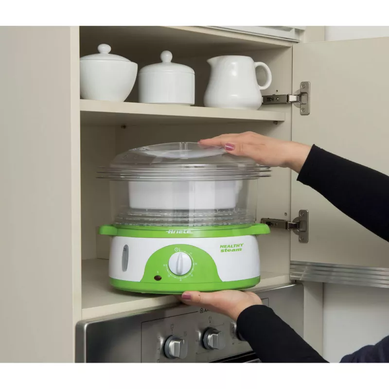 Ariete 911 Healthy Steam - elektriauruti - 3 korvi - riisianum - taimer 60 min - 800 vatti - 9 liitrit - valge ja roheline