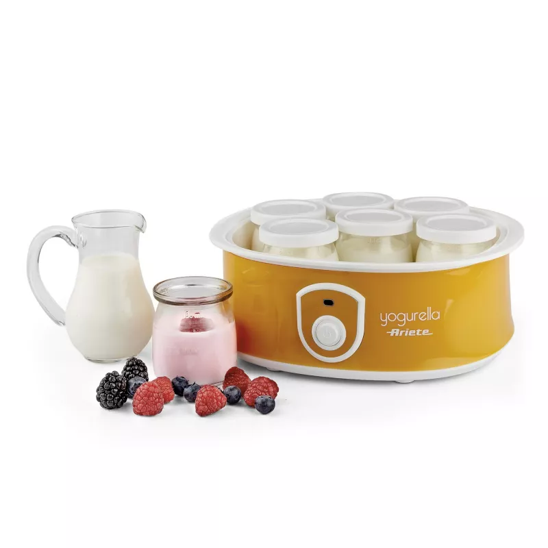 Ariete 617 Yogurella - elektriline jogurtimasin - 7 klaaspurki - 1,3 kg omatehtud jogurtit - 20 W - valge ja kollane