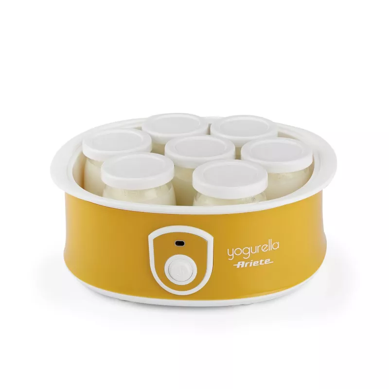 Ariete 617 Yogurella - elektriline jogurtimasin - 7 klaaspurki - 1,3 kg omatehtud jogurtit - 20 W - valge ja kollane