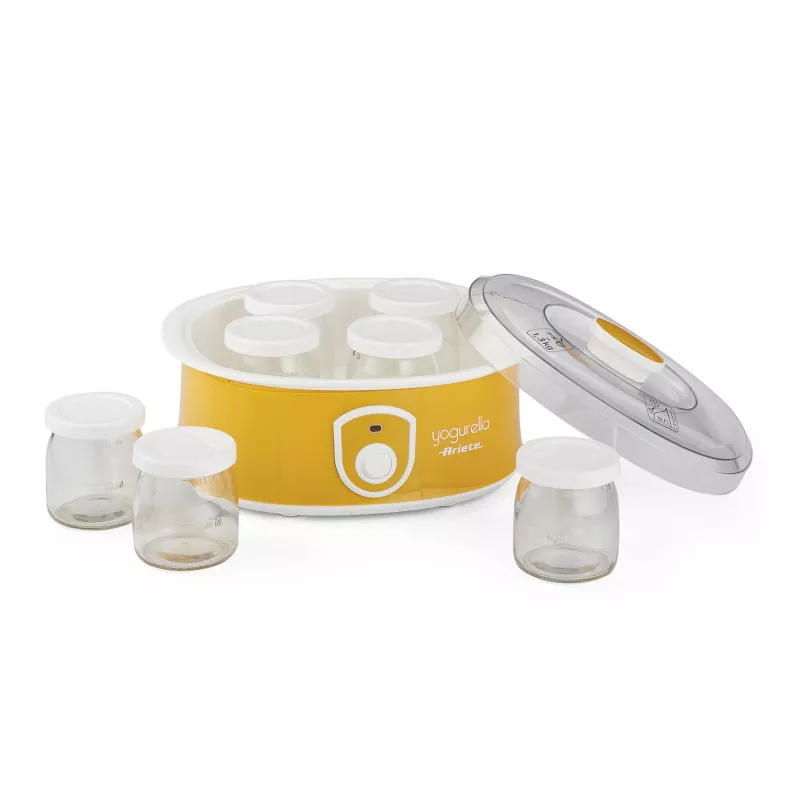 Ariete 617 Yogurella - elektriline jogurtimasin - 7 klaaspurki - 1,3 kg omatehtud jogurtit - 20 W - valge ja kollane