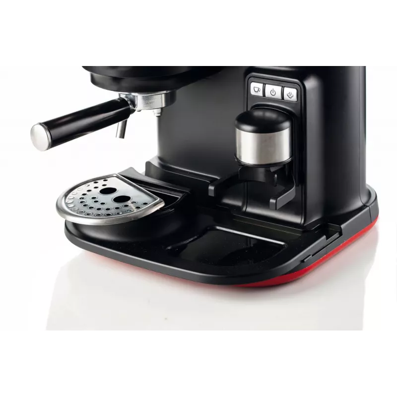 Ariete 1318 Moderna espressomasin integreeritud kohviveskiga, kohviubadele ja jahvatatud kohvile, piimavahustajaga cappuccino valmistaja, 1 ja 2 tassi filter, 1080 W, 800 cc, punane