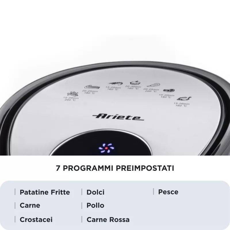 Ariete 4618 Airy Fryer XXL - Air Fryer - Fry 2.5 kg of French Fries - 7 Liters - Cooking Without Oil and Fat - 1800 Watt - Must