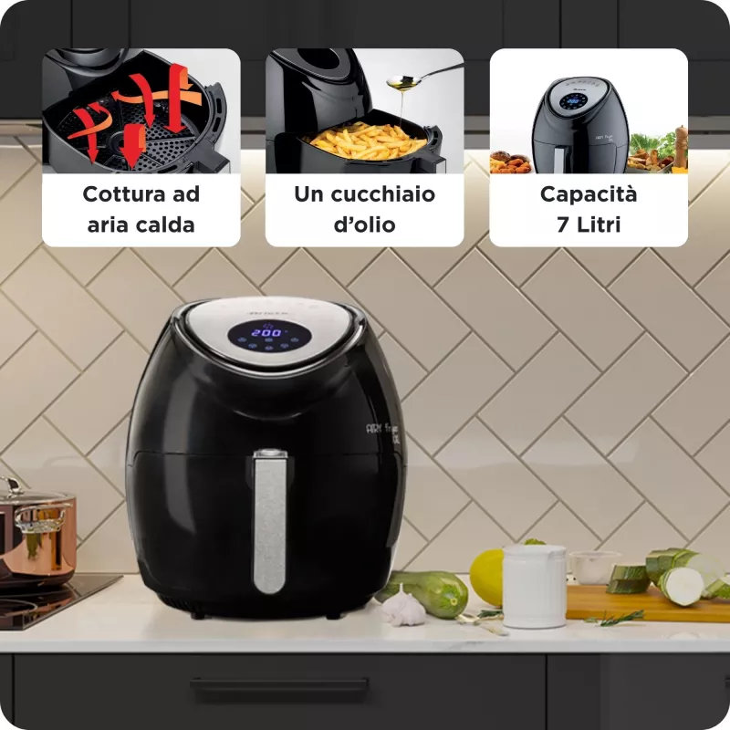 Ariete 4618 Airy Fryer XXL - Air Fryer - Fry 2.5 kg of French Fries - 7 Liters - Cooking Without Oil and Fat - 1800 Watt - Must