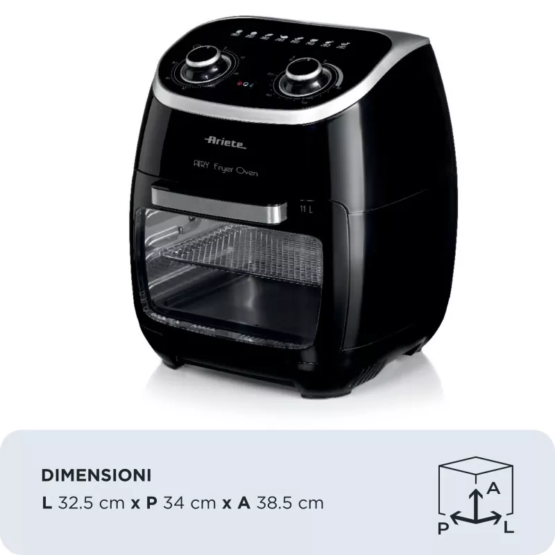 Ariete 4619 Airy Fryer Oven - õhufritüür ja elektriahi koos rotisseriiga - pöörlev korv - kuivati - 2000 W - 11 liitrit - teras