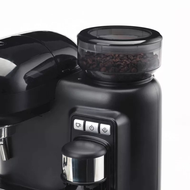 Ariete 1318 Moderna espressomasin integreeritud kohviveskiga, kohviubadele ja jahvatatud kohvile, piimavahustajaga cappuccino valmistaja, 1 ja 2 tassi filter, 1080 W, 800 ml, must