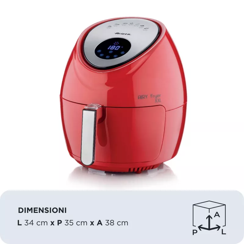 Ariete 4618 Airy Fryer XXL - õhufritüür - 2,5 kg friikartuleid - 7 liitrit - küpsetamine ilma õli ja rasvata - 1800 W - punane
