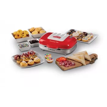 Ariete 1972 Sandwiches & Cookies Party Time, mitmeotstarbeline elektrigrill, 700 W, 3 mittenakkuvat ja vahetatavat plaati, punane