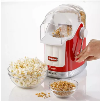 Ariete 2958 Pop Corn Maker Party Time, popkornimasin kangiga, 1100 vatti, mahutavus 600 g, rasvavaba kuumaõhuvalmistus, punane