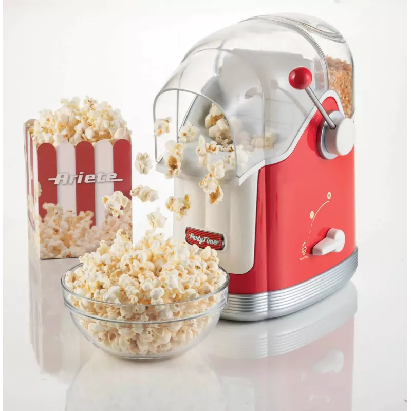 Ariete 2958 Pop Corn Maker Party Time, popkornimasin kangiga, 1100 vatti, mahutavus 600 g, rasvavaba kuumaõhuvalmistus, punane