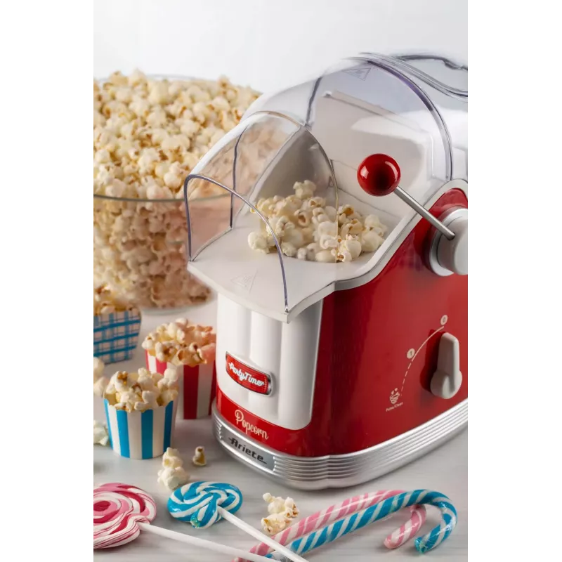 Ariete 2958 Pop Corn Maker Party Time, popkornimasin kangiga, 1100 vatti, mahutavus 600 g, rasvavaba kuumaõhuvalmistus, punane