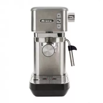Ariete 1380 metallist kohvimasin, sobib jahvatatud kohvi ja ESE padjadega, 1300 W, 1,1 l mahutavus, 15 baar rõhku, ½ tassi filter, Cappuccino seade, hõbedane