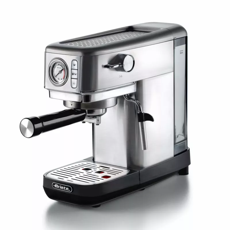 Ariete 1381 kohvimasin manomeetriga, ühildub jahvatatud kohvi ja ESE padjakestega, 1300 W, 1,1 l mahutavus, 15 bar rõhk, ½ tassi filter, Cappuccino seade, hõbedane
