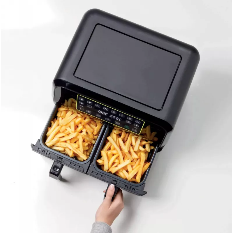 Ariete 4623 Airy Fryer Dual, õhufritüür kahe korviga, 1700 W, 8L mahutavus, 3 toiduvalmistusfunktsiooni, digitaalne LED-puutepaneel, 8 eelseadistatud programmi, taimer, 2 korvi, must