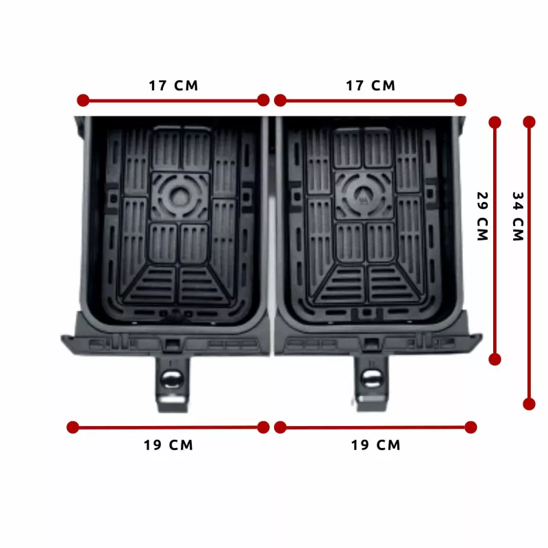 Ariete 4623 Airy Fryer Dual, õhufritüür kahe korviga, 1700 W, 8L mahutavus, 3 toiduvalmistusfunktsiooni, digitaalne LED-puutepaneel, 8 eelseadistatud programmi, taimer, 2 korvi, must