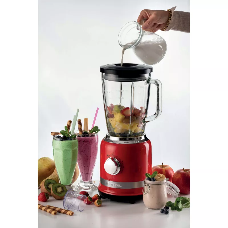 Ariete Moderna punane blender klaaskannuga, lauablender, 1,5 L, impulssfunktsioon, jääpurustus, 1000 W, punane