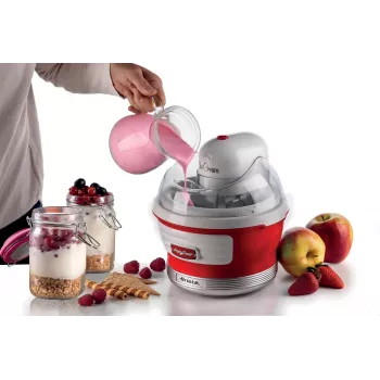 Ariete 643 Ice Cream Maker Party Time, jäätisemasin, 12W, 1,5 L mahutavus, eemaldatav korv kahekordse isolatsiooniga, valmistusaeg 30 minutit, kaas koostisosade lisamiseks, punane