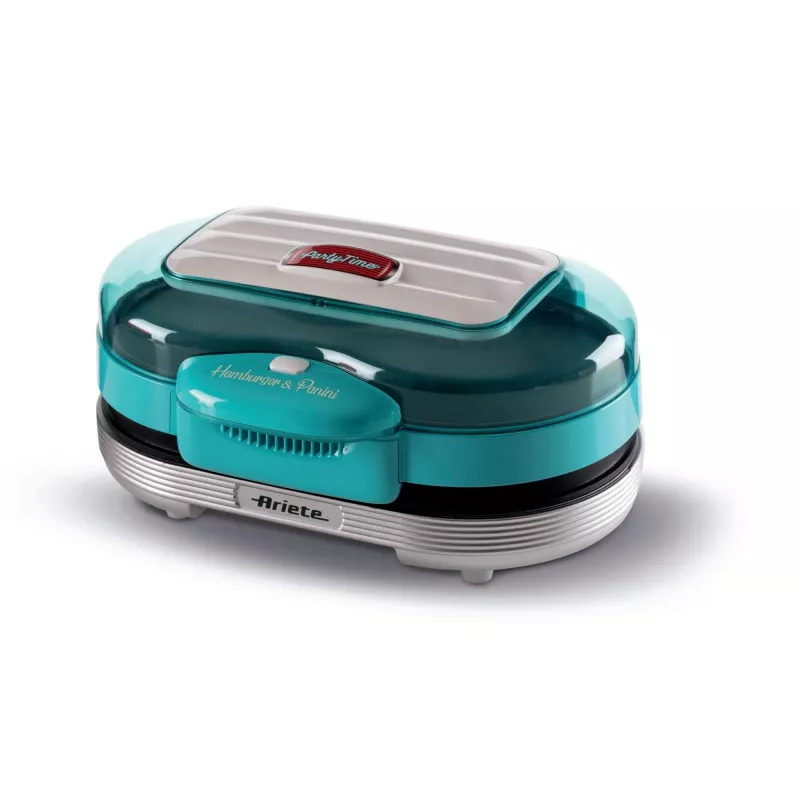Ariete 205 Hamburger Maker Party Time, hamburgerivalmistaja, 1200 W, topelt mittenakkuvad plaadid, 2 kambrit, lihtne puhastada, sinine