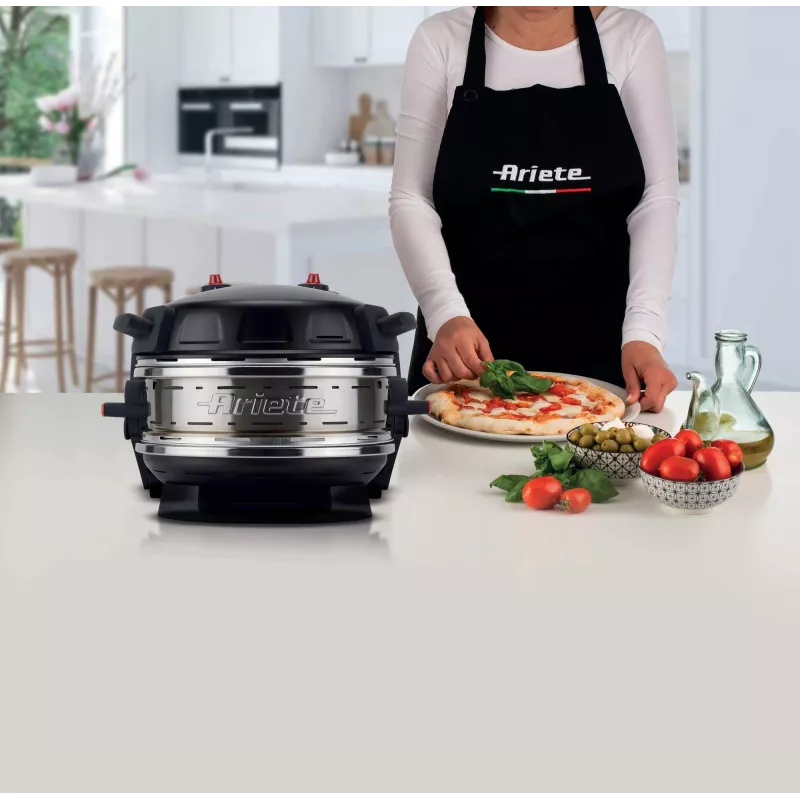 Ariete 927 Pizzeria, kahekordne pitsaahi, 2 pitsat 4 minutiga, 2300 W, 2 tulekindlat kivi, 2 termostaati, läbimõõt 32 cm, 5 küpsetusastet, 2 roostevabast terasest labidat, punane
