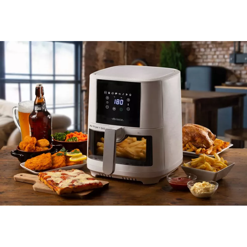 Ariete 4626 Airy Fryer 6L, kuumaõhufritüür, 1300 W, 6L maht, 2,5 kg toiduvalmistamismaht, 8 eelseadistatud programmi, temperatuur kuni 200°, läbipaistev korv küpsetamise kontrollimiseks, must